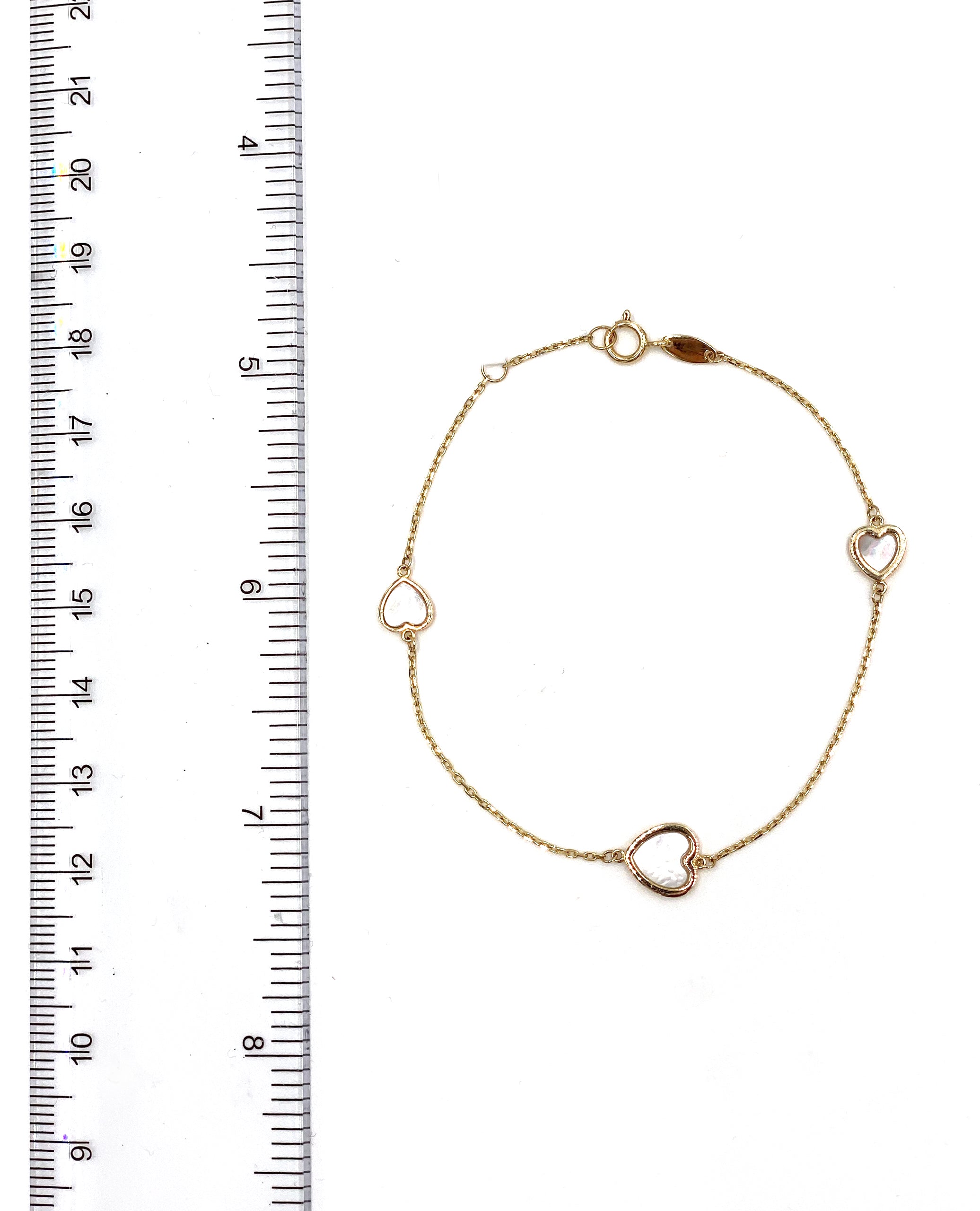 14K Yellow Gold Heart Bracelet with Mother of Pearl