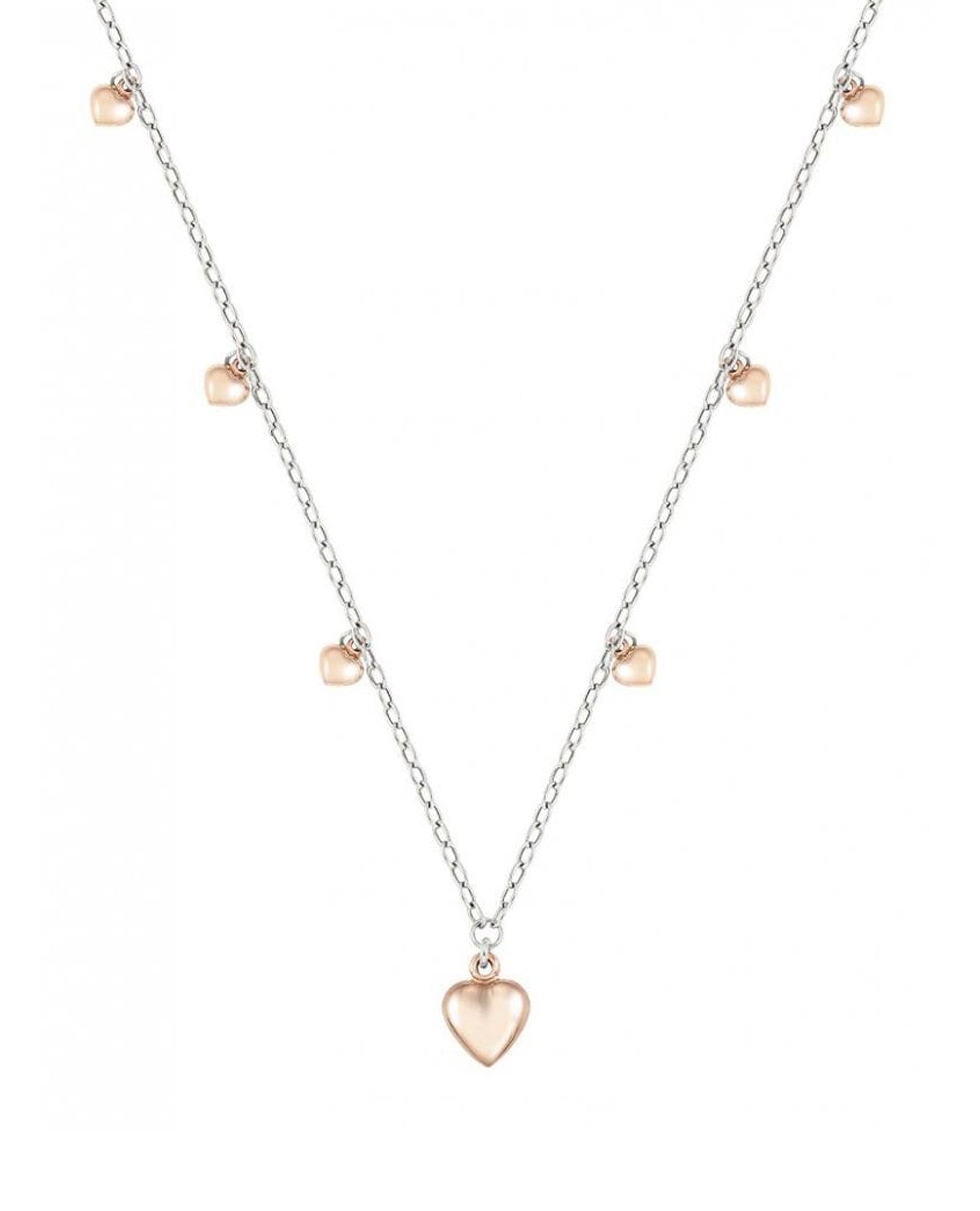 Nomination 147507/011 Rock in Love Heart Necklace with Pink Gold Overlay and Adjustable Sizing Loops