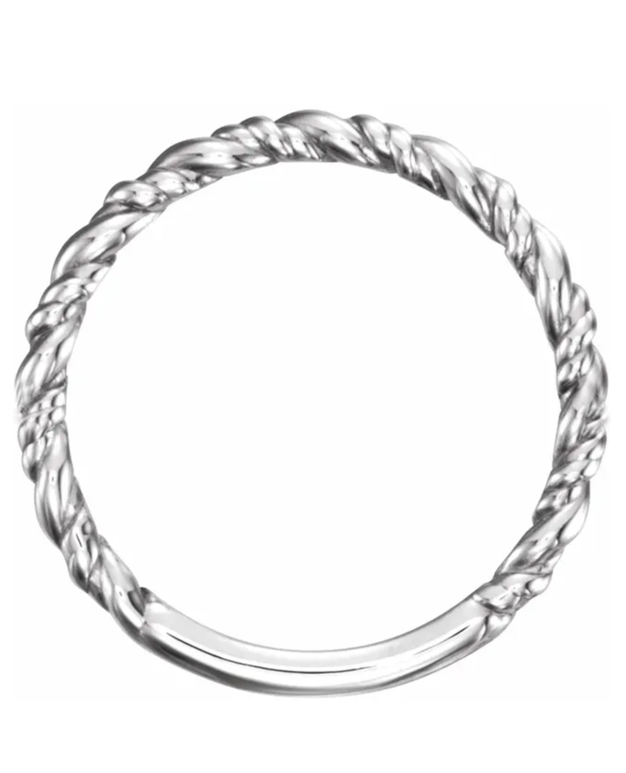14K White Gold 2mm Stackable Rope Ring
