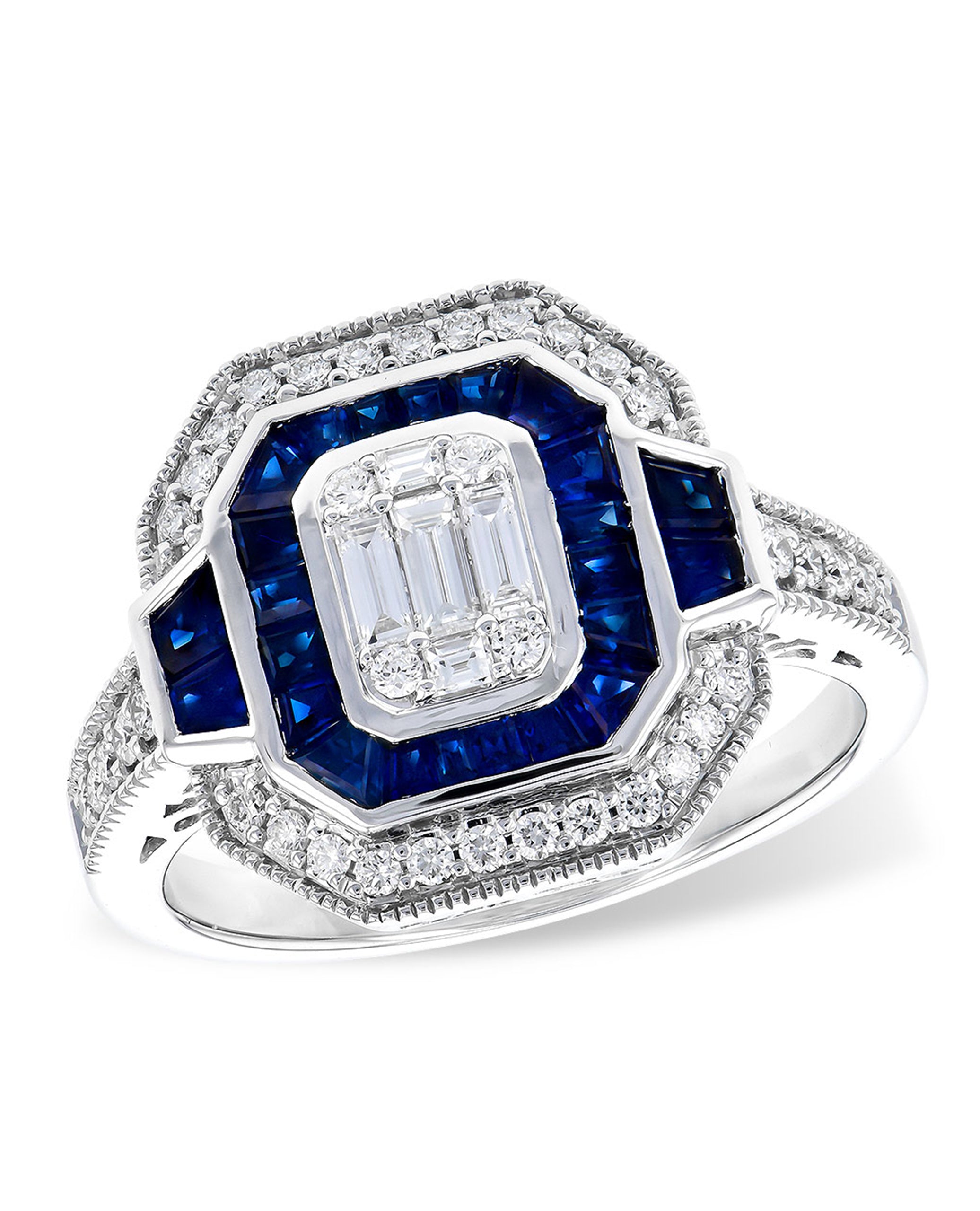 Allison Kaufman 14K White Gold Sapphire and Diamond Ring