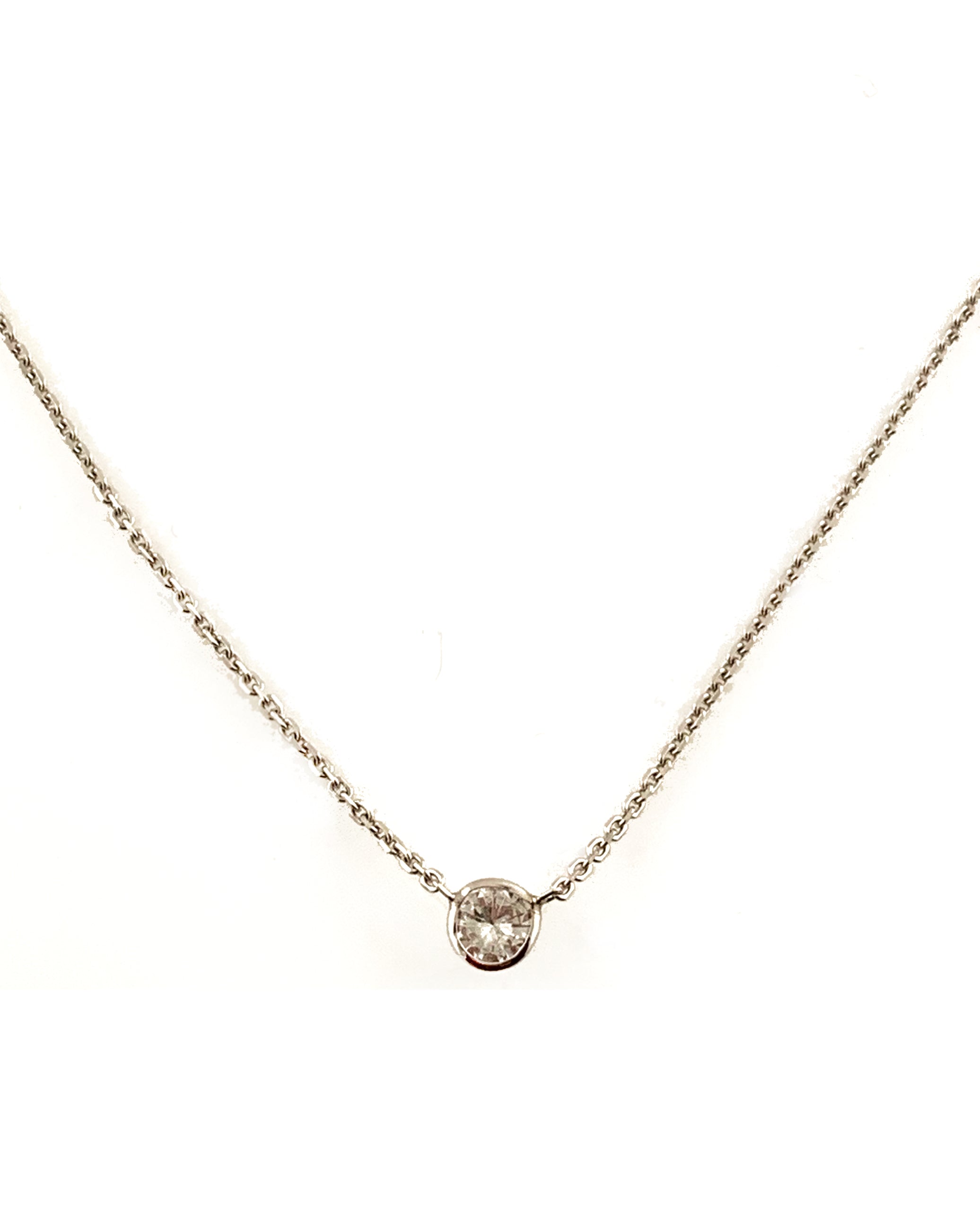 14K White Gold Diamond Dot Necklace