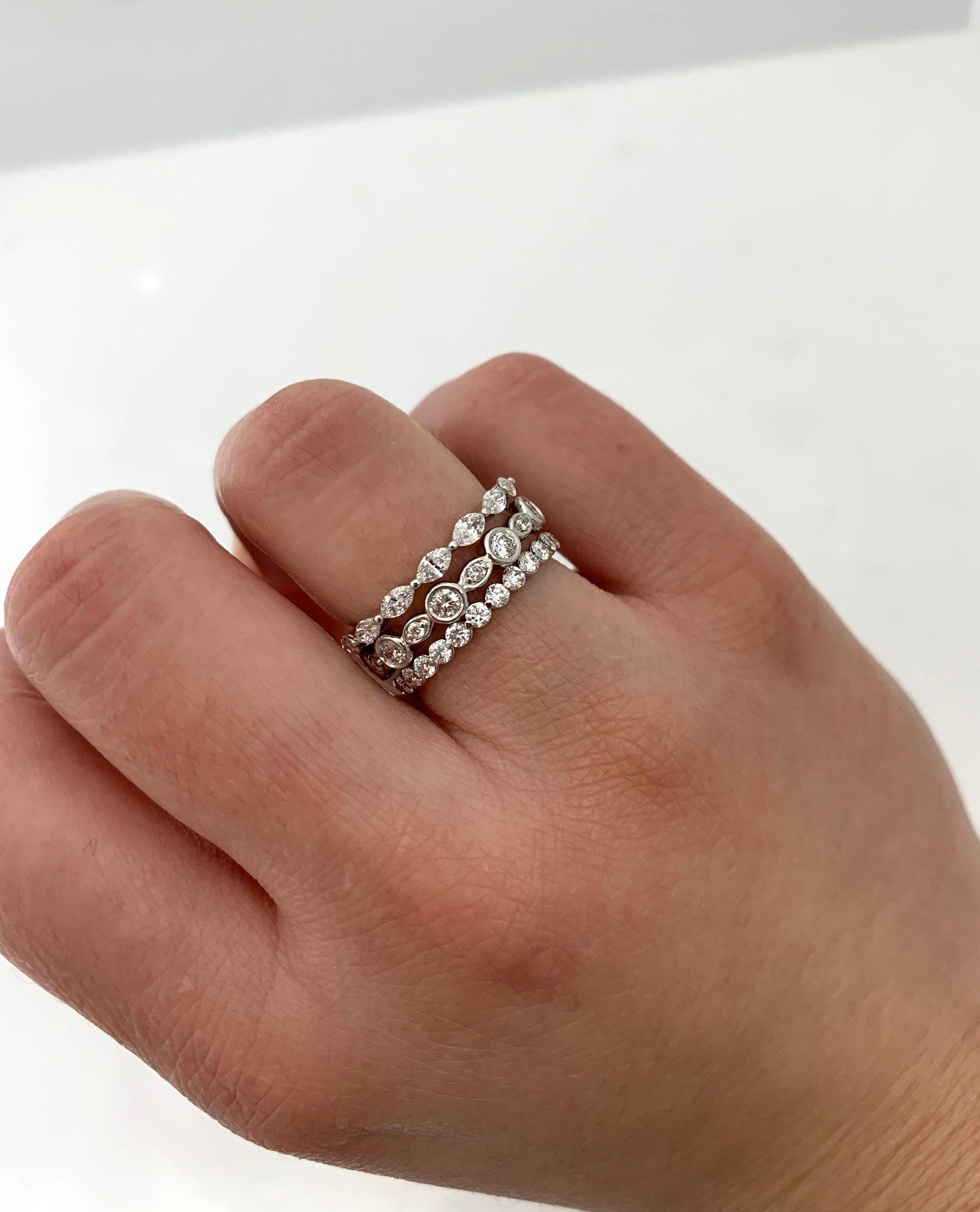 14K White Gold Bezel Eternity Band