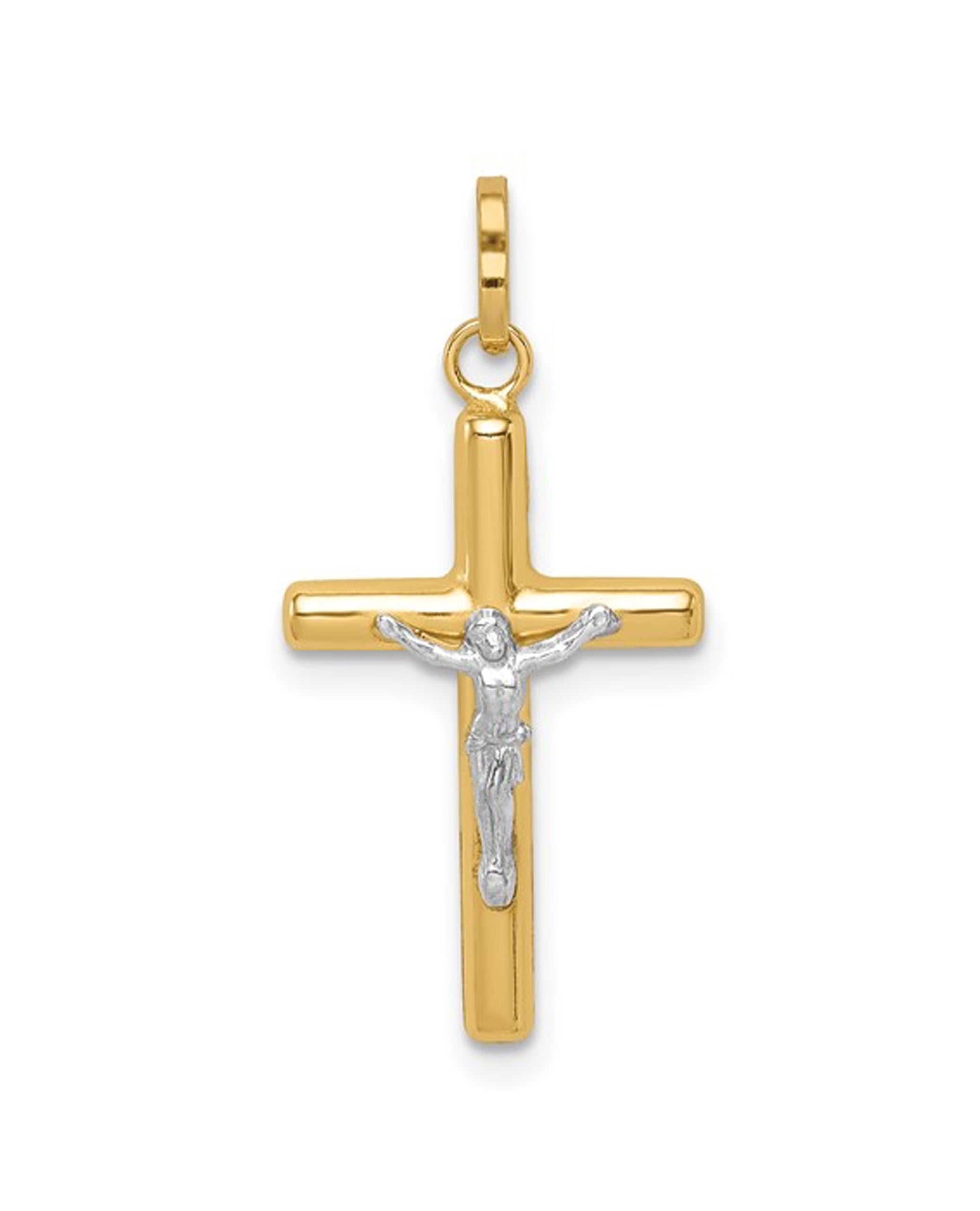 14K Two Tone Gold Crucifix