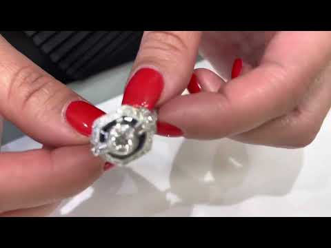 Platinum Sapphire and Diamond Art Deco Shield Ring