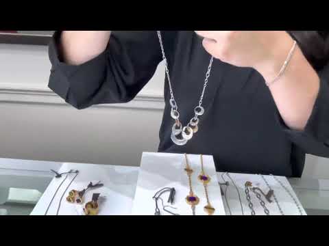 Rebecca Gioielli 19 Inch Circle Link Necklace in Steel and Bronze