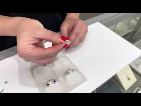 Martini Earrings in 14K Yellow Gold with Diamonds and Two White Topaz with Pushbacks
