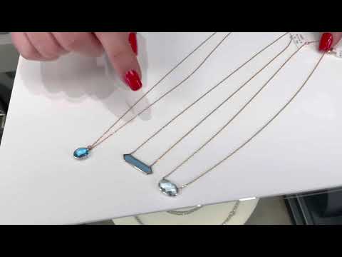 Olivia B. 14K Yellow Gold Swiss Blue Topaz "Snowman" Necklace (Watch Video)