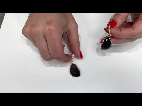 Doves Rose Gold Earrings with Amethyst Over Hematite