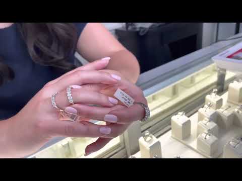 18K White Gold Band with Emerald Cut Diamonds