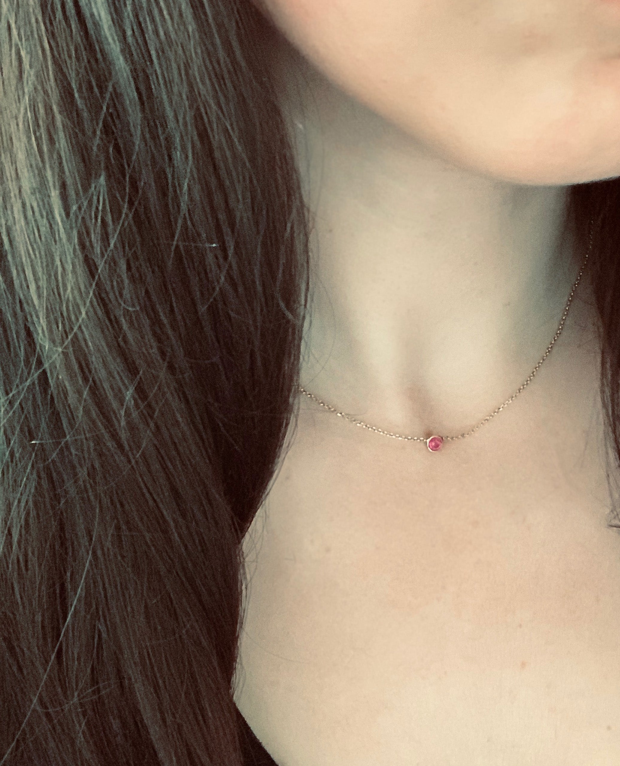 Rubellite Tourmaline Necklace in 14K Yellow Gold