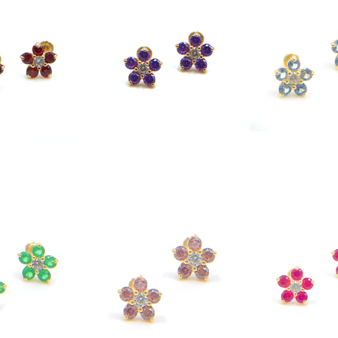 Small Sized Birthday Flower Earrings for Kids