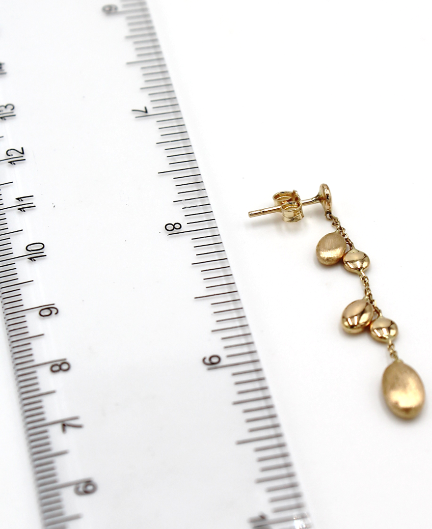 14K Yellow Gold Drop Earrings with Florentine Finish