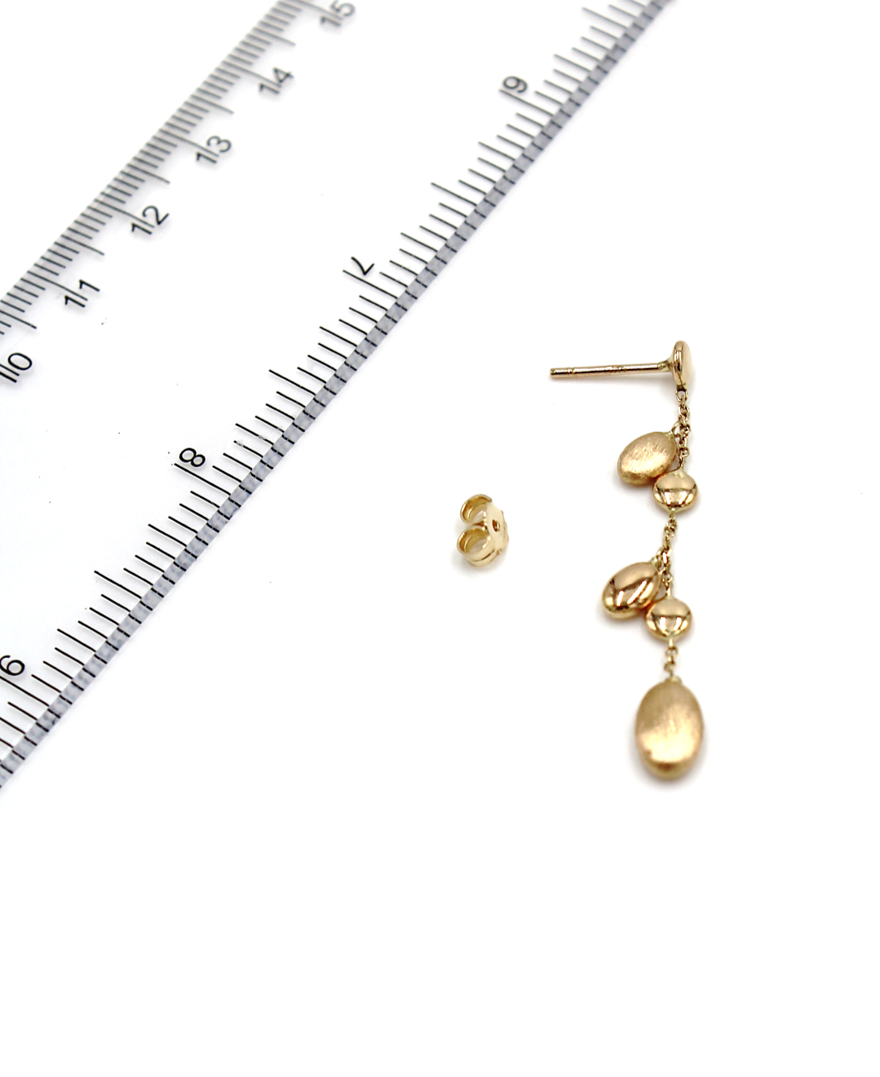 14K Yellow Gold Drop Earrings with Florentine Finish