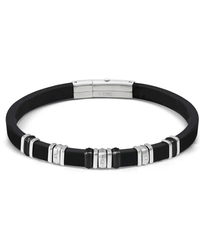 Nomination 028821/037 City Energy Black Rubber Bracelet With White CZ