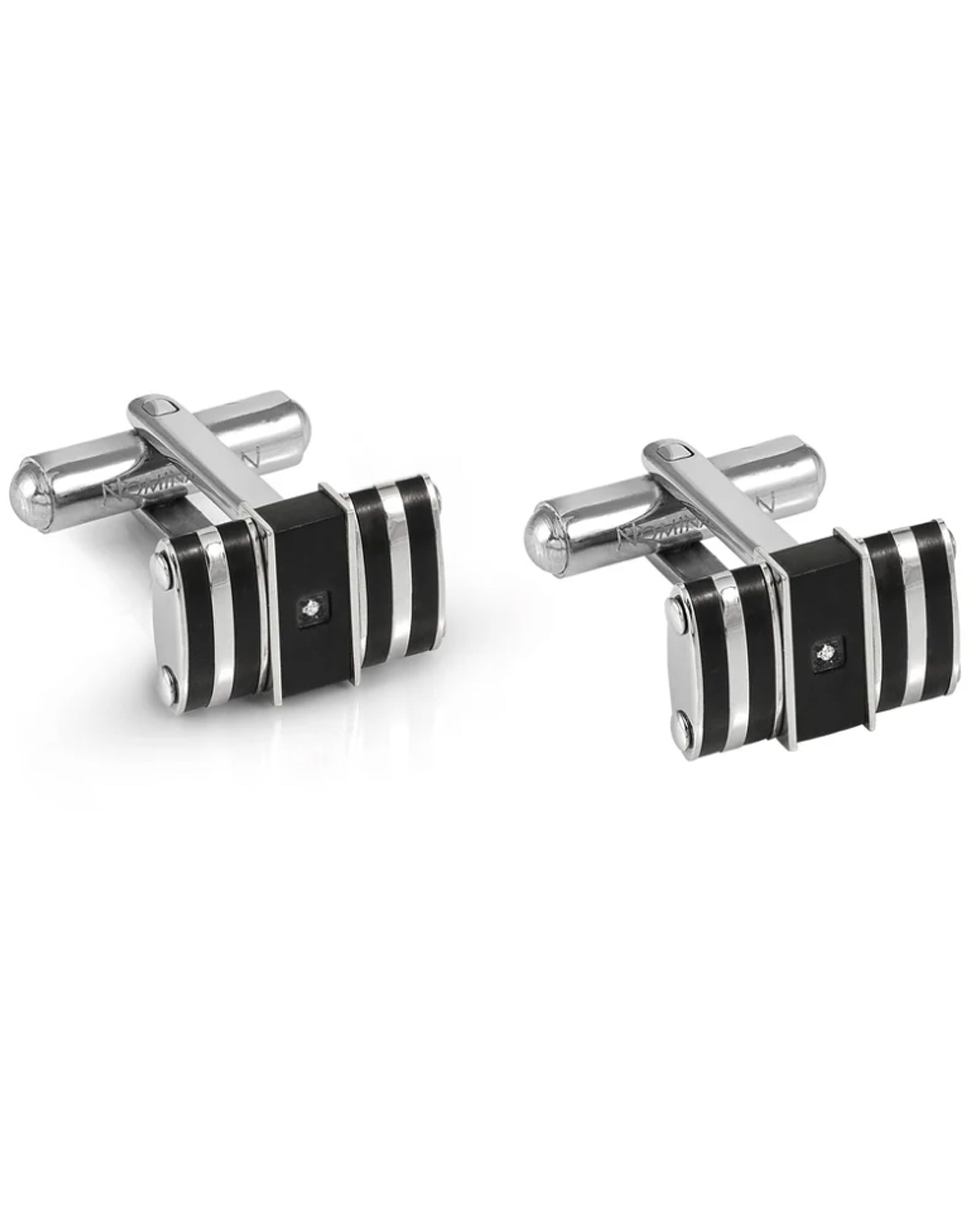 Nomination 028333/037 Strong Cufflinks with Diamond in Steel & Black Finish