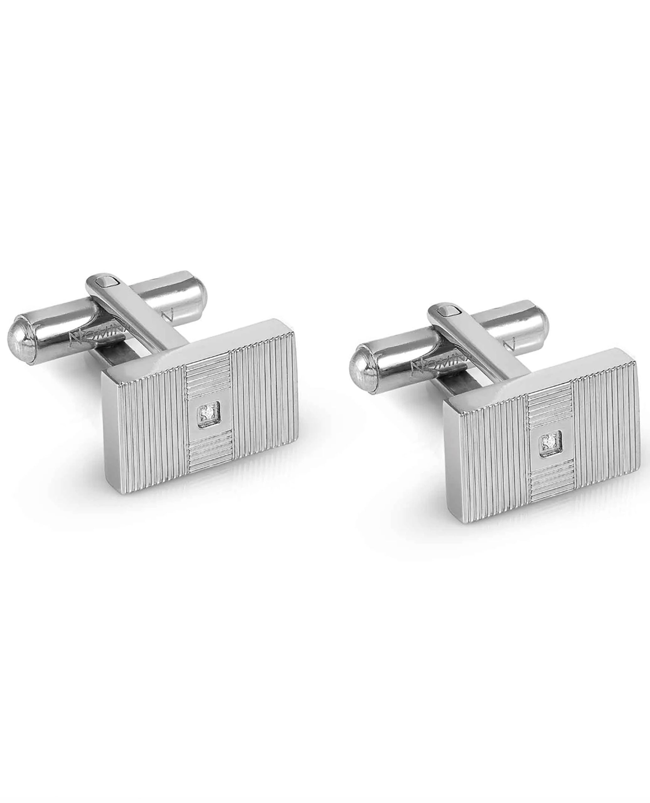 Nomination 028334/001 Strong Cufflinks Striped Steel with Diamond