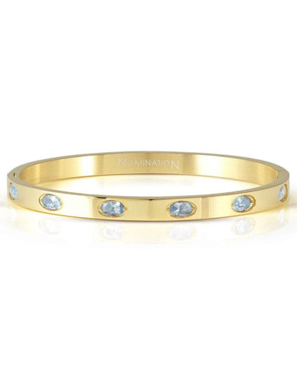 Nomination 029518/022 Pretty Bangles Light Blue Oval CZ with Yellow Gold Finish