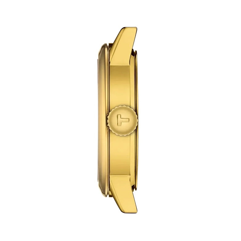 Tissot T129.210.33.263.00 Classic Dream 28mm Gold Color Watch with Black Roman Numerals and Gold Color Dial