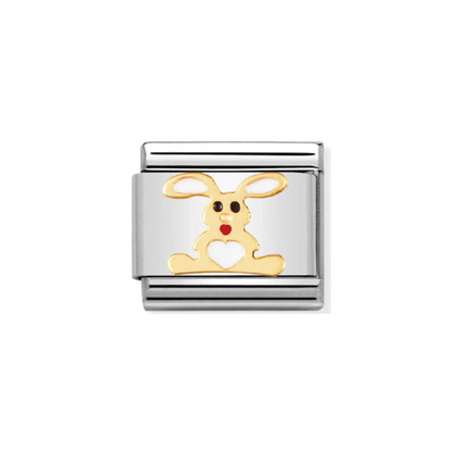 Nomination Composable 030212-02 White Rabbit in Enamel and 18k Gold