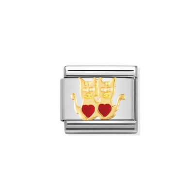 Nomination Composable Link 030248/01 Cats with Hearts