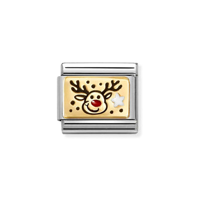 Nomination Composable Link 030289/11 Reindeer with Red Nose