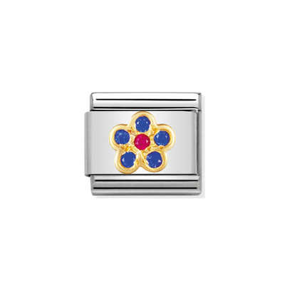 Nomination Composable Link 030312/08 Cubic Zirconia Blue and Red Flower