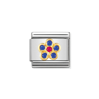 Nomination Composable 030312/08 Cubic Zirconia Blue and Red Flower