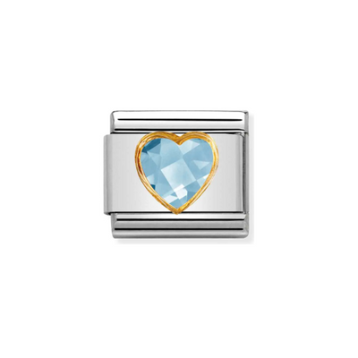 Nomination Composable Link 030610/006 Light Blue Heart Faceted CZ