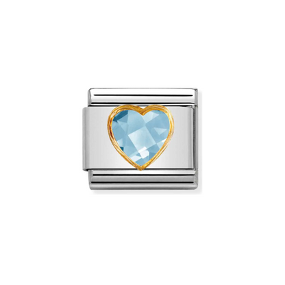 Nomination Composable 030610/006 Light Blue Heart Faceted CZ