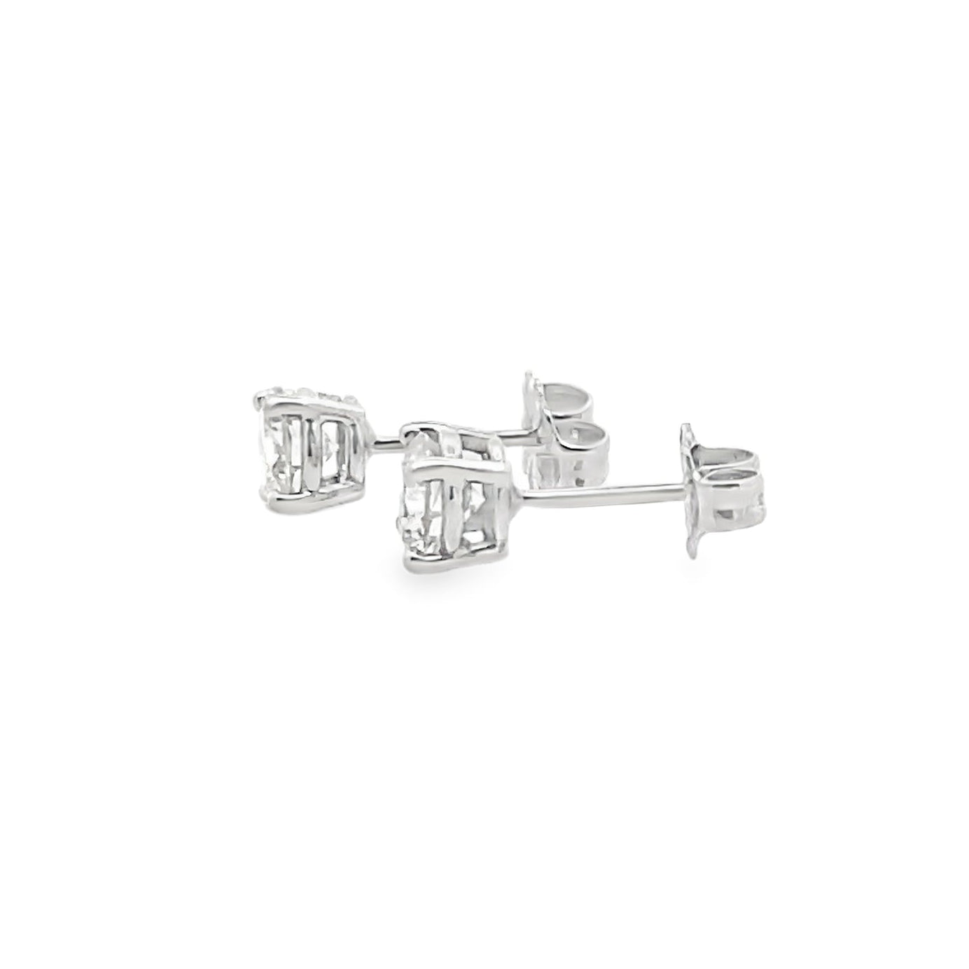 14K White Gold Prong Set Martini Stud Earrings with Approximately 0.90 Carat Round Diamonds