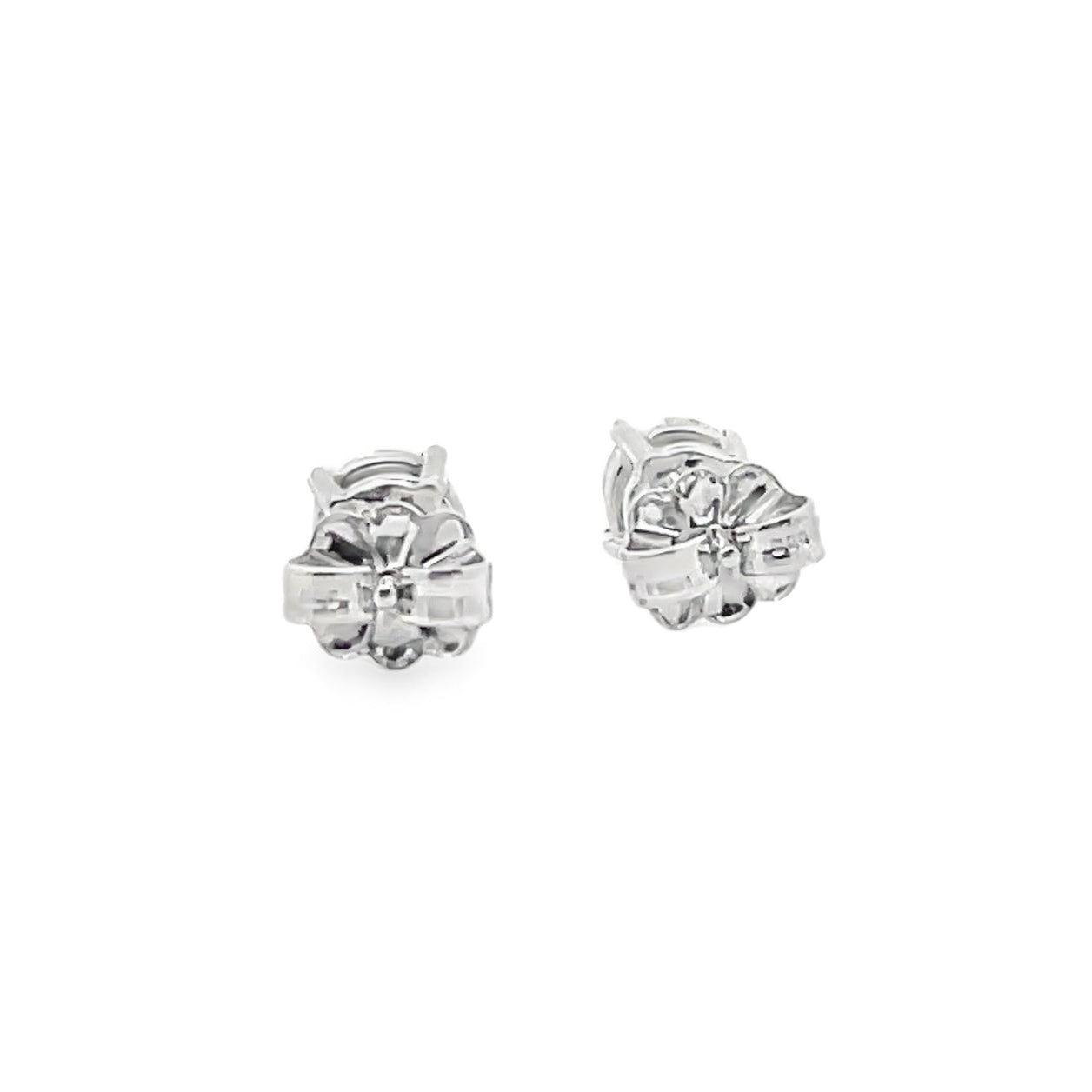 14K White Gold Prong Set Martini Stud Earrings with Approximately 0.90 Carat Round Diamonds