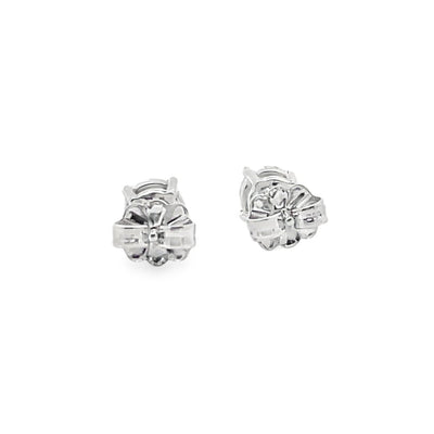 14K White Gold Prong Set Martini Stud Earrings with Approximately 0.90 Carat Round Diamonds