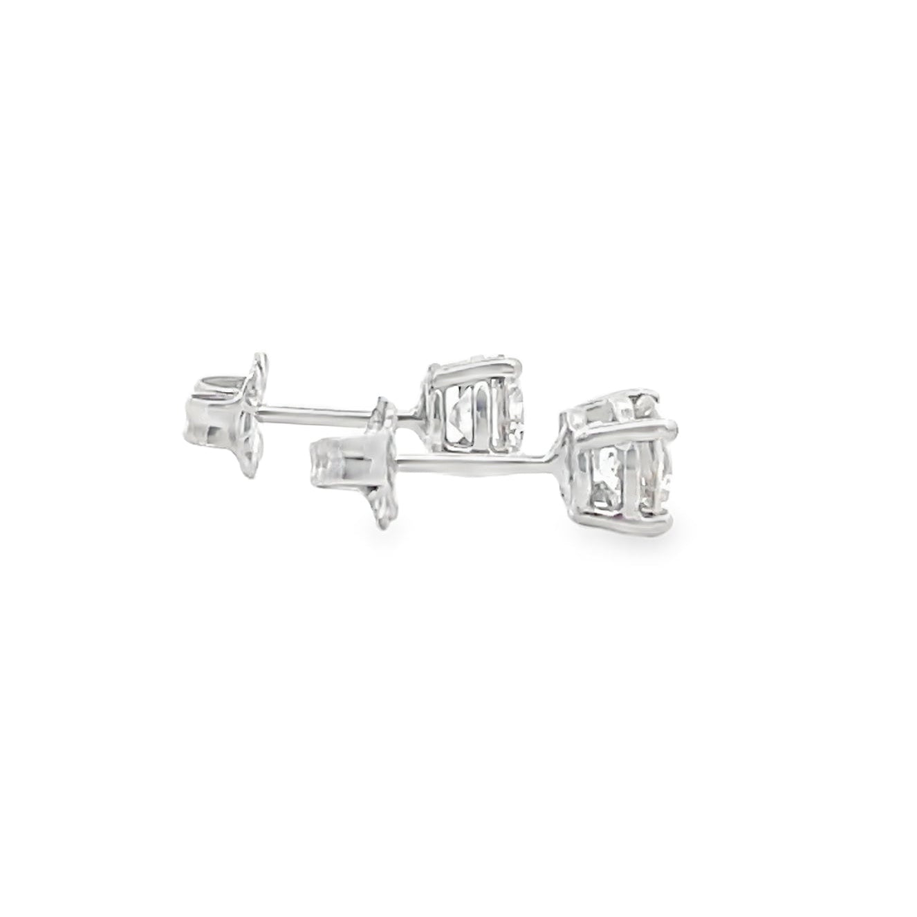 14K White Gold Prong Set Martini Stud Earrings with Approximately 0.90 Carat Round Diamonds