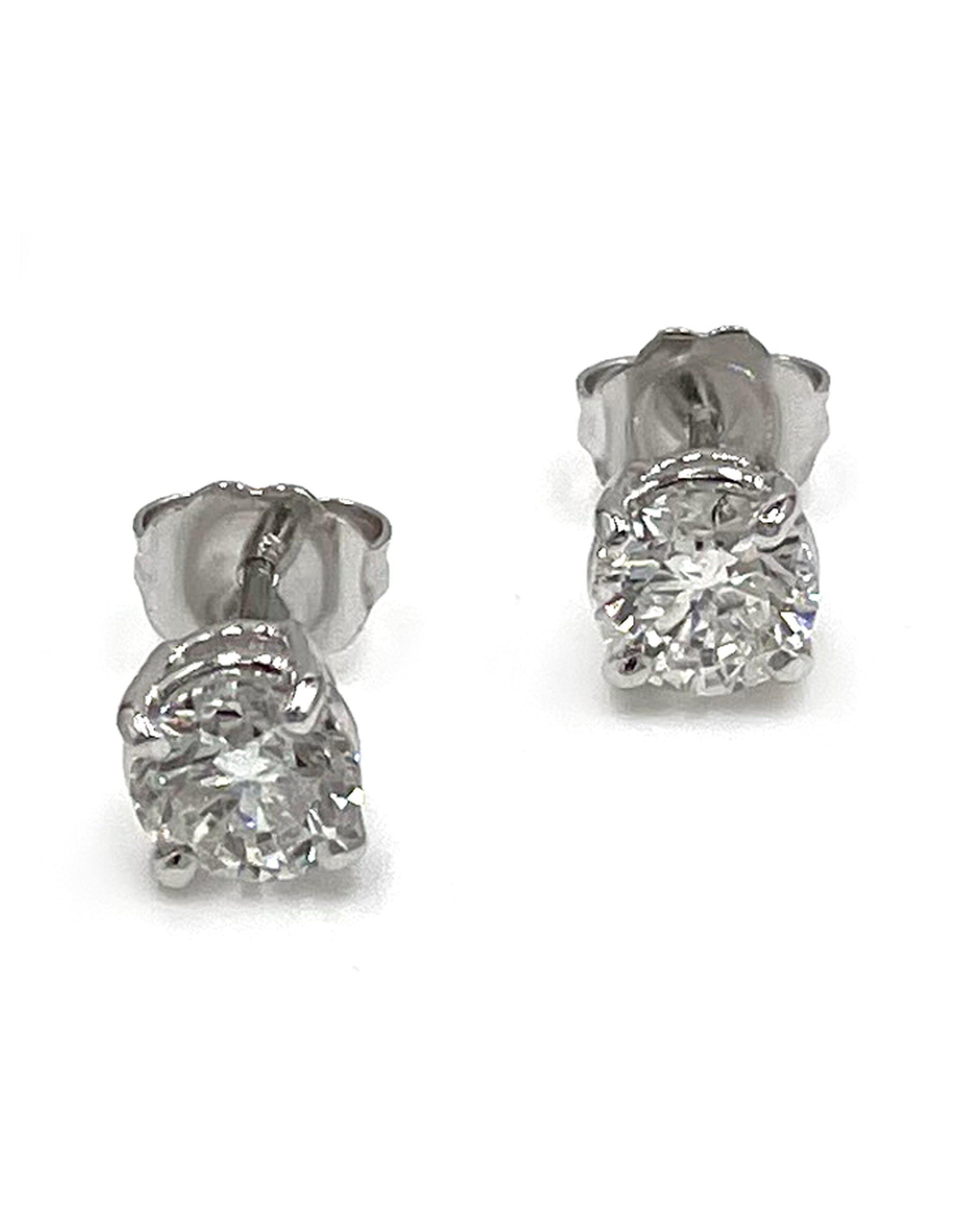 14K White Gold Earrings with 1.41 Carat Diamonds and Pushbacks