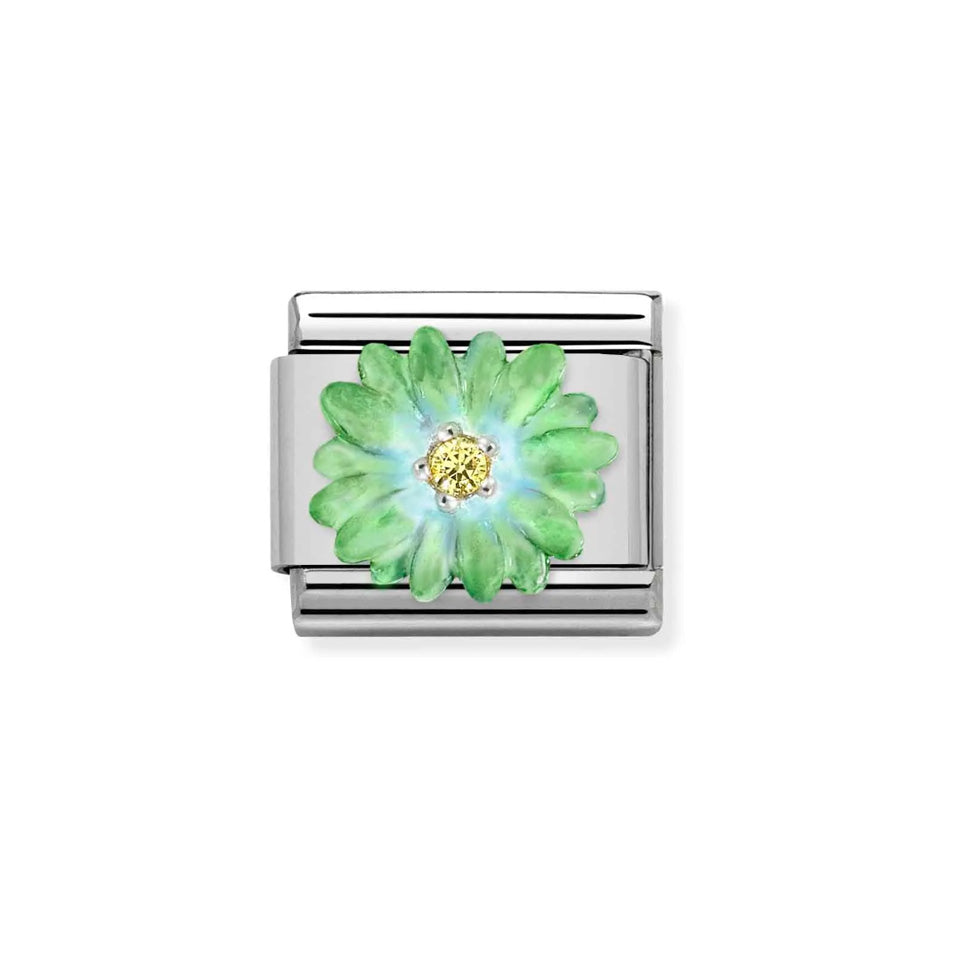 Nomination Composable 330321/07 Enamel and CZ Green Flower