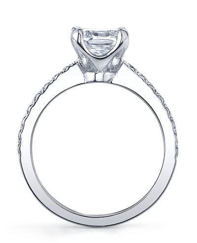 Designs By Vatche #1003 14K White Gold Engagement Ring Setting with 16 Round Diamonds 0.25 Carats