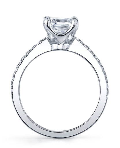 Designs By Vatche #1003 14K White Gold Engagement Ring Setting with 16 Round Diamonds 0.25 Carats