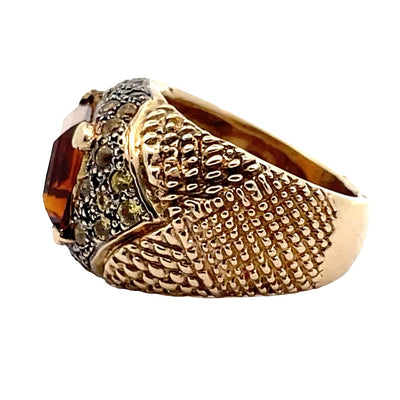 14K Yellow Gold Ring with 3.63 Carat Topaz Ring and 1.19 Carats Yellow Sapphires