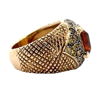 14K Yellow Gold Ring with 3.63 Carat Topaz Ring and 1.19 Carats Yellow Sapphires