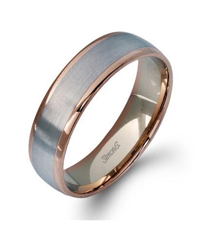 Simon G. LG116 18K Rose and White Gold Wedding Band Ring