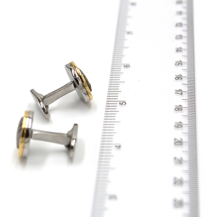 Alor Stainless Steel Cufflinks with White CableS and 18K Gold