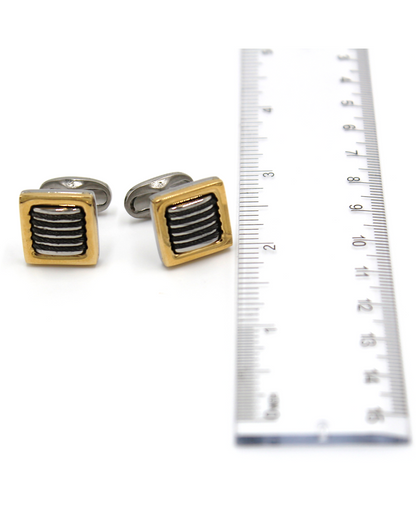Alor Stainless Steel Cufflinks with Black Cable
