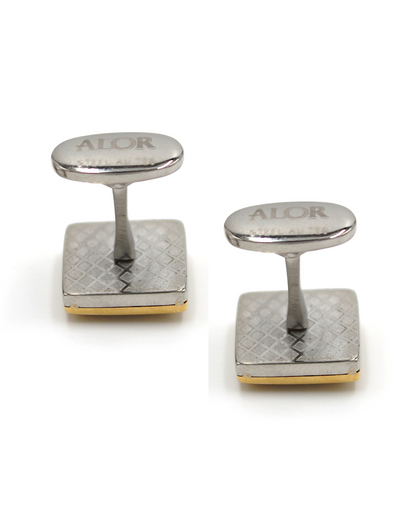 Alor Stainless Steel Cufflinks with Black Cable