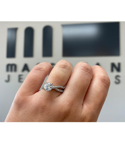 Designs By Vatche #1029 Pave Twist Platinum Engagement Ring Setting for 6.5 Millimeter Round Center Stone