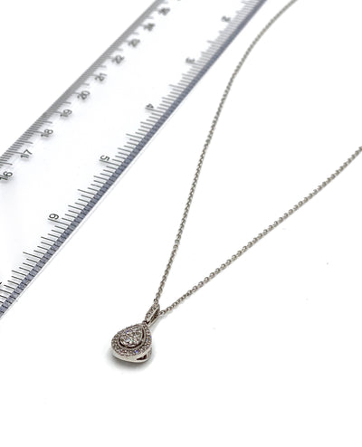 14K White Gold Diamond Necklace with Pear Shaped Pendant 0.25 Carats Total