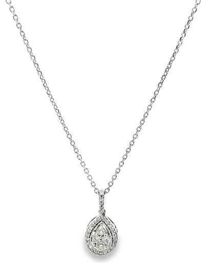 14K White Gold Diamond Pendant Necklace