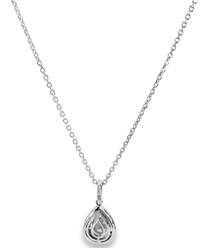 14K White Gold Diamond Necklace with Pear Shaped Pendant 0.25 Carats Total
