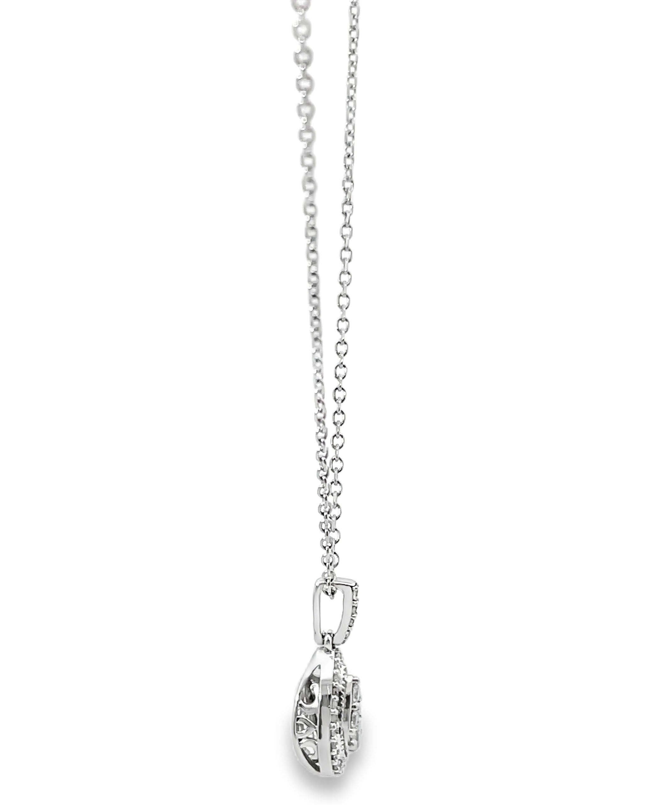 14K White Gold Diamond Pendant Necklace