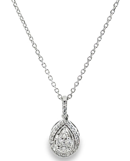 14K White Gold Diamond Pendant Necklace