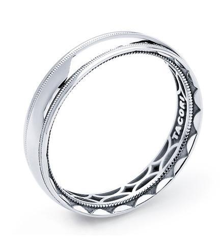 Tacori 106-5W Men's Wedding Band 18K White Gold High Polish Beading 5mm Width